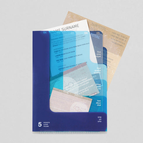 Midori MD A4 5 Pocket Clear Folder | 2-Way Blue Gradient Blue