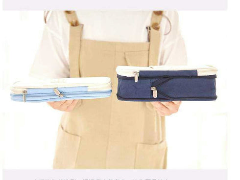 ANGOO LIGHT BLUE Expandable Canvas Pen Case Pencil Case Expandable Case Storage Case