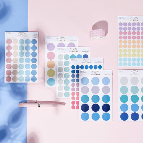 TRANSPARENT PET Pastel Dot Stickers Circle Stickers | Glaze
