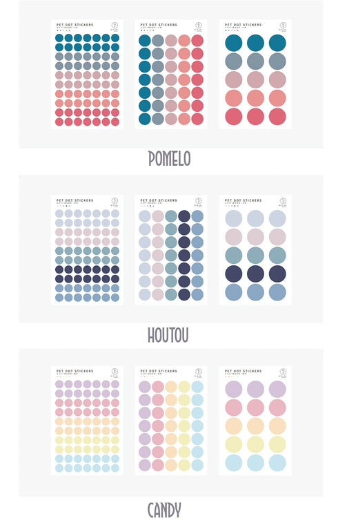 TRANSPARENT PET Pastel Dot Stickers Circle Stickers | Dai Blue
