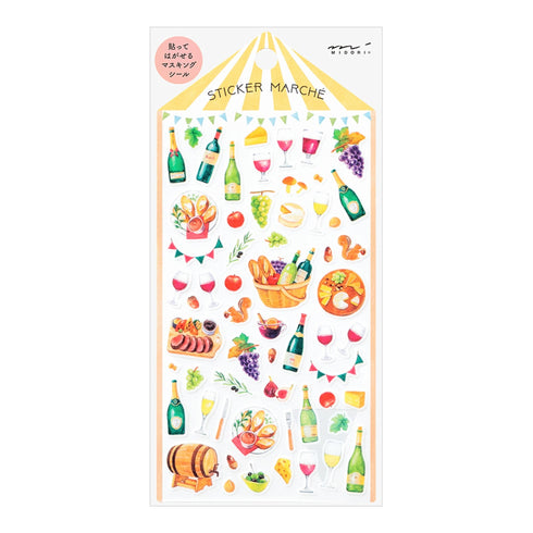 Midori Sticker Marché WINE Washi Tape Stickers | 2491