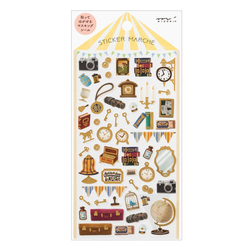 Midori Sticker Marché ANTIQUE Washi Tape Stickers | 2382