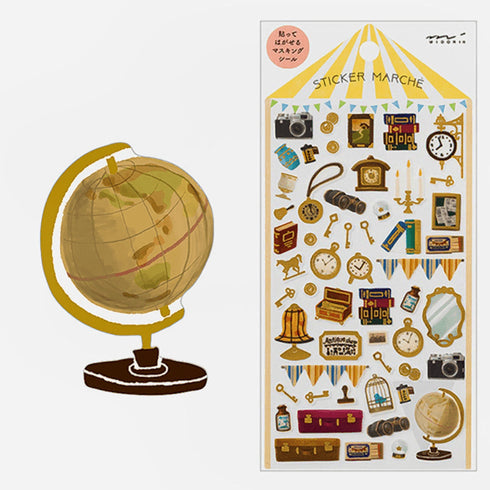 Midori Sticker Marché ANTIQUE Washi Tape Stickers | 2382