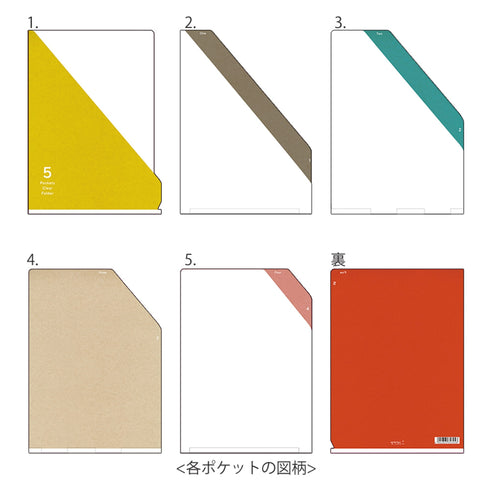 Midori MD A4 5 Pocket Clear Folder | Yellow Diagonal Stripe