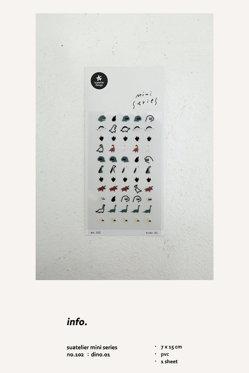 Suatelier Sonia PVC Transparent Stickers Mini Series 102 | Dino 01 Dinosaur Archaeology