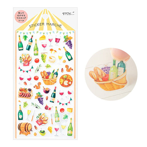 Midori Sticker Marché WINE Washi Tape Stickers | 2491