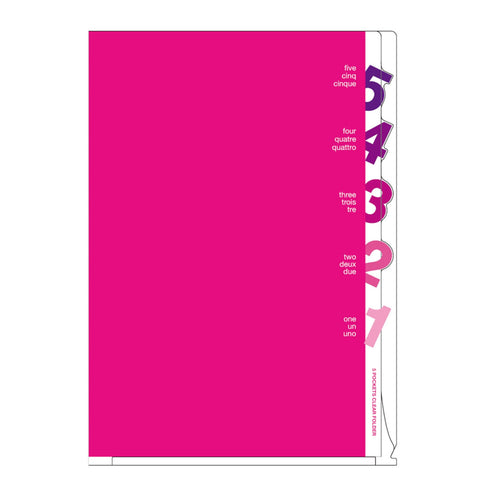 Midori MD A4 5 Pocket Clear Folder | Pink