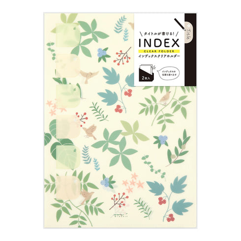 Midori MD A4 Single Pocket Index Clear Folder 2-Pack | Plants