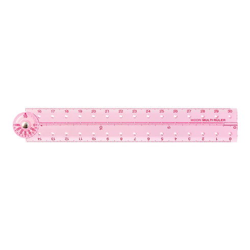 MIDORI PINK Clear Polycarbonate FOLDING Multi Ruler | 30cm