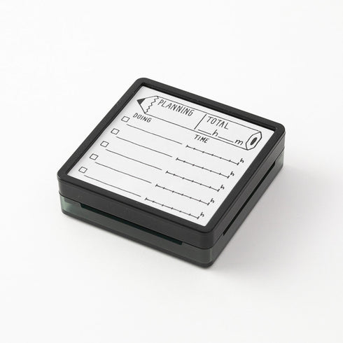 Midori Square Paintable Stamp Re-Inkable Self-Inking Stamp | PLANNING STUDY TRACKER Package