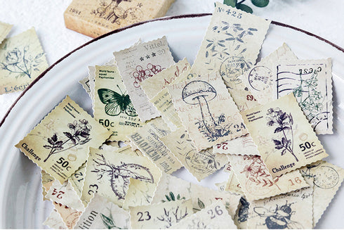 Premium Die-Cut Stickers Stamp Ephemera Floral Stamps Animal Stamps