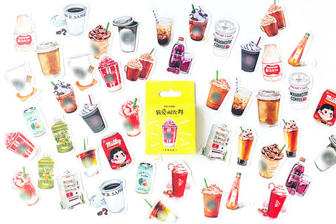 Premium Die-Cut Stickers I Love Drinks Coffee Frappuccino Asian Drinks Beverages
