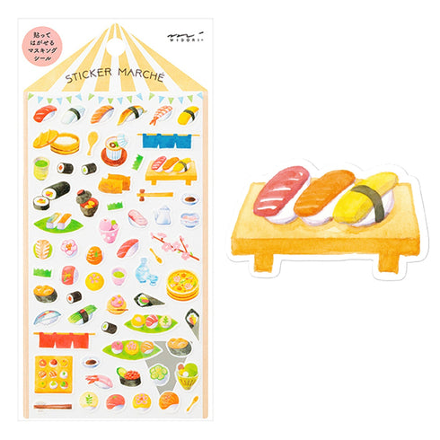 Midori Sticker Marché SUSHI Washi Tape Stickers | 2450