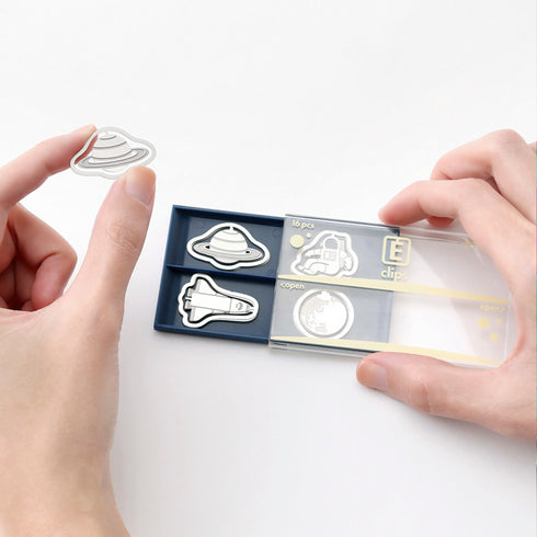 MIDORI E-Clip Etching Clip Planet Outer Space Astronaut Paper Clips