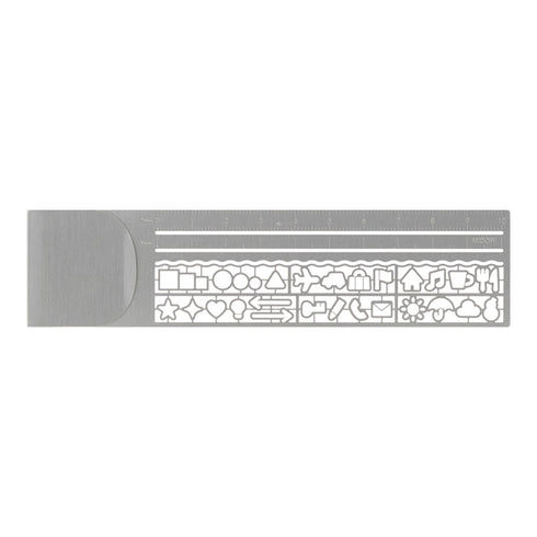 Midori CLIP RULER Stencil Template Bujo Template Metal Bookmark | Stainless Steel