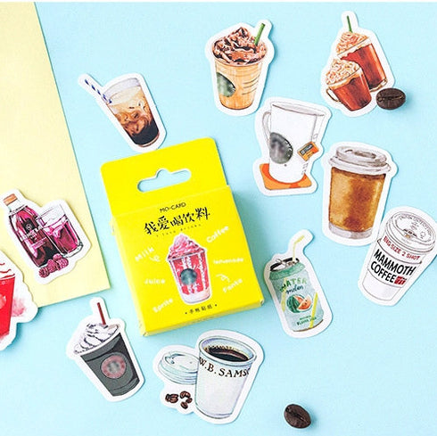 Premium Die-Cut Stickers I Love Drinks Coffee Frappuccino Asian Drinks Beverages
