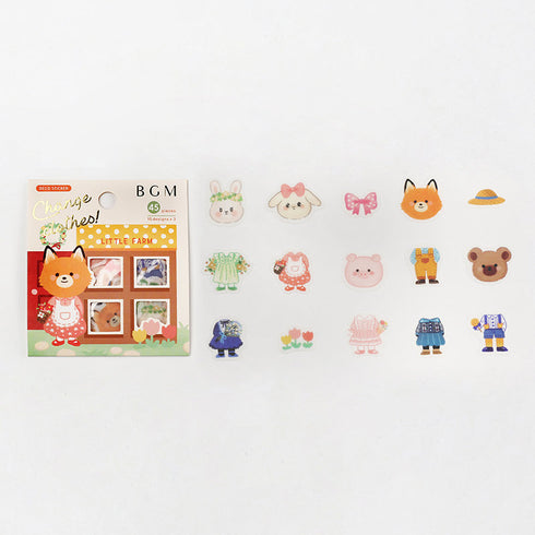 BGM Premium Die-Cut Flake Okigae "Change clothes" Farm Animal Little Farm Animal Stickers | FF028