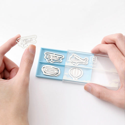 MIDORI E-Clip Etching Clip Aerial Vehicle Plane Balloon Dirigible Paper Clips