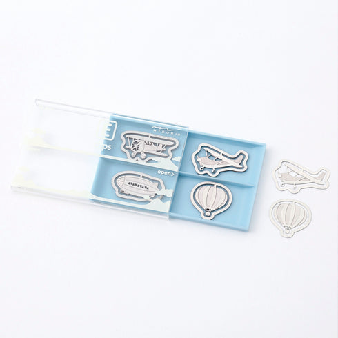 MIDORI E-Clip Etching Clip Aerial Vehicle Plane Balloon Dirigible Paper Clips