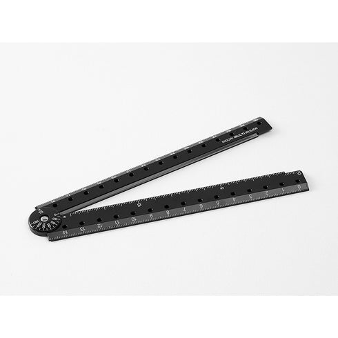 MIDORI BLACK Clear Polycarbonate FOLDING Multi Ruler | 30cm