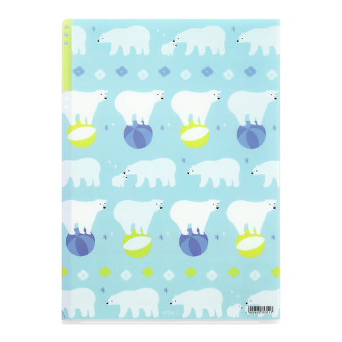 Midori MD A4 3 Pocket Clear Folder | Polar Bear
