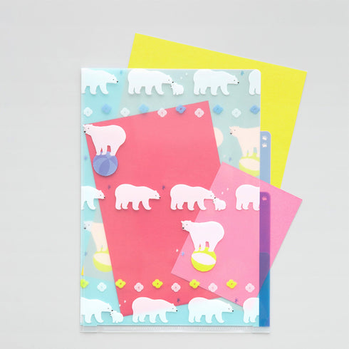 Midori MD A4 3 Pocket Clear Folder | Polar Bear