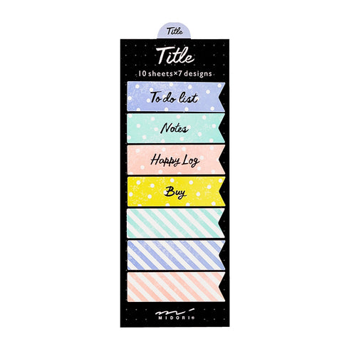 Midori Sticky Notes Bullet Journal Sticky Notes Daily RIBBON TITLE Notes | 70 Sheets 19064