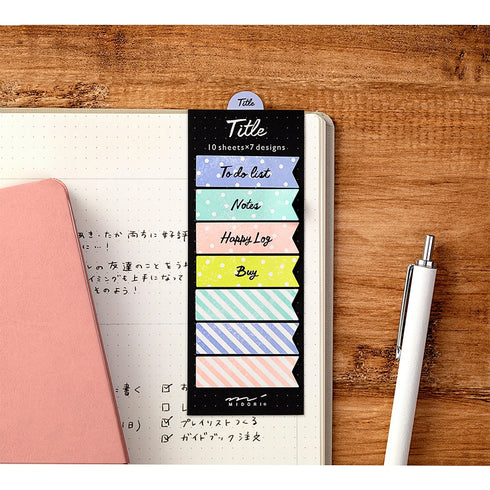 Midori Sticky Notes Bullet Journal Sticky Notes Daily RIBBON TITLE Notes | 70 Sheets 19064