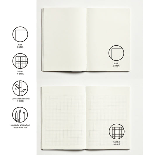 Papermood A6 DAY & NIGHT 52gsm Tomoe River 3.5mm or BLANK Grid Paper Grid Undated Softcover Notebook Planner Journal | 256 Pages