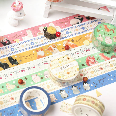 BGM Panda and Red Panda Gold Foil Washi Tape