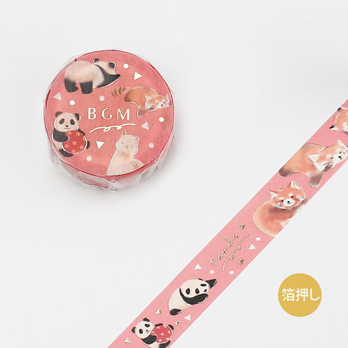 BGM Panda and Red Panda Gold Foil Washi Tape
