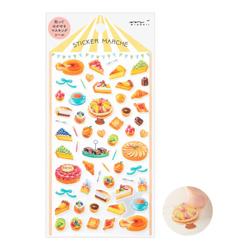 Midori Sticker Marché Washi Tape Stickers Tarts Sweets Desserts | 2490