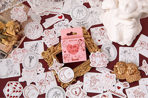 Premium Die-Cut Love Hearts Cupid Lovers Vintage Love Stickers