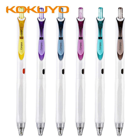 Kokuyo Vividry NEW COLOR Retractable Gel Pen 0.5mm | 6 Colors & Colored Ink | Single Pen or SET