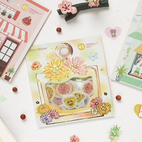 BGM Premium Die-Cut Flake Stickers Flower Melody Daisy Violet Viola | FG086