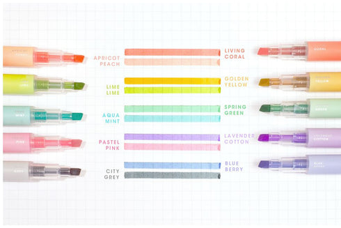 MoteMote Aurora Stick DUAL COLOR Highlighters Highlighter Ten Color Set | 5 Pens - USA located!
