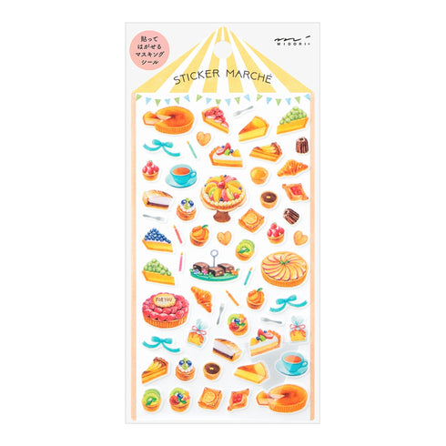 Midori Sticker Marché Washi Tape Stickers Tarts Sweets Desserts | 2490