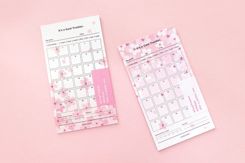 PAPERIAN Goal Tracker Sakura Cherry Blossom Monthly Tracker Sheets | 3.94 X 7.09