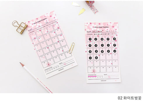 PAPERIAN Goal Tracker Sakura Cherry Blossom Monthly Tracker Sheets | 3.94 X 7.09