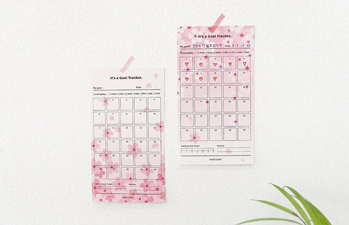 PAPERIAN Goal Tracker Sakura Cherry Blossom Monthly Tracker Sheets | 3.94 X 7.09