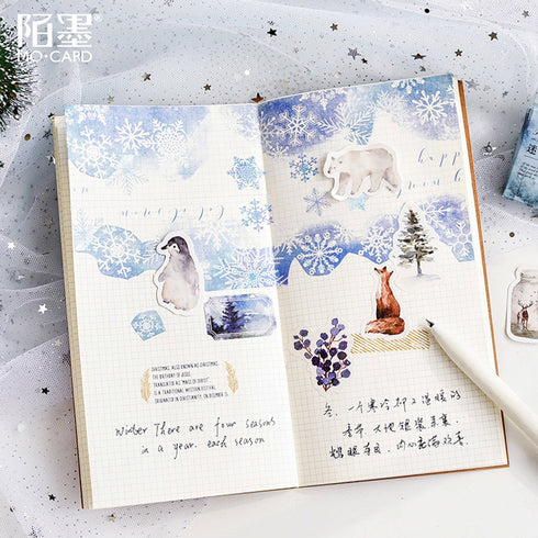 Premium Die-Cut Forest Mist Forest Animals Deer Wreath Mason Jar Stickers