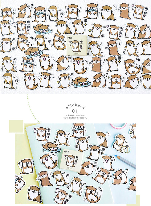 Premium Die-Cut Cute Otter Sea Life Sea Otter Stickers