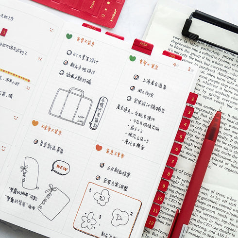 Kimbor Vegan Leather BLACK Index Tabs Monthly Index Tabs Weekly Index Tabs Daily Index Tabs Self-Adhesive Tabs Planner