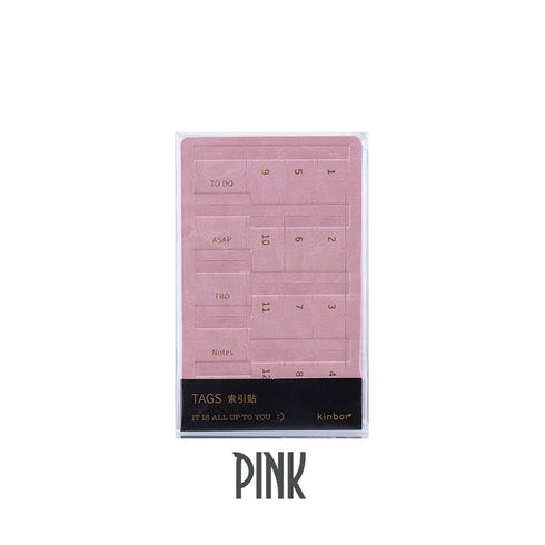 Kimbor Vegan Leather PINK Index Tabs Monthly Index Tabs Weekly Index Tabs Daily Index Tabs Self-Adhesive Tabs Planner