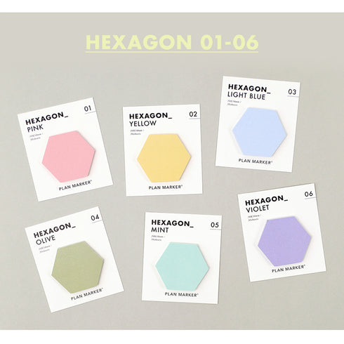 PAPERIAN Single Plan Marker HEXAGON Note Sticky Note Small Sticky Note South Korea | 39 x 34mm