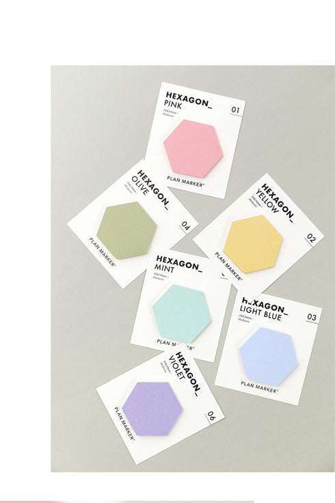 PAPERIAN Single Plan Marker HEXAGON Note Sticky Note Small Sticky Note South Korea | 39 x 34mm