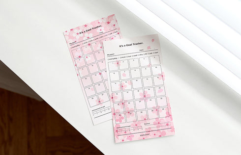 PAPERIAN Goal Tracker Sakura Cherry Blossom Monthly Tracker Sheets | 3.94 X 7.09