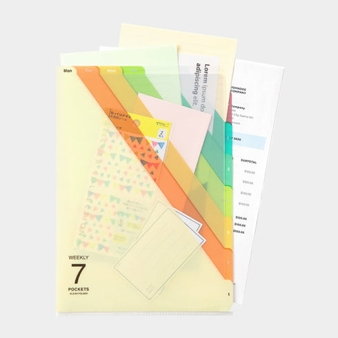 Midori MD A4 7 Pocket BEIGE Stripe Clear Folder