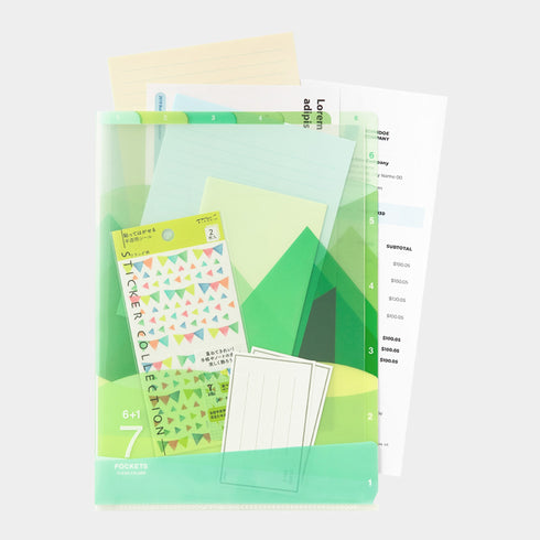 Midori MD A4 7 Pocket LANDSCAPE FOREST Clear Folder