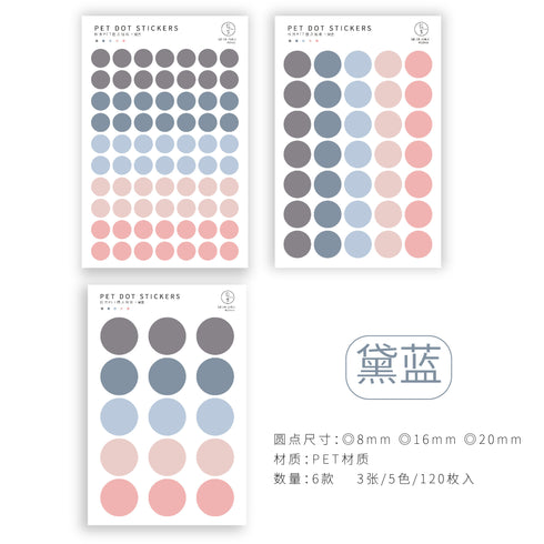 TRANSPARENT PET Pastel Dot Stickers Circle Stickers | Dai Blue